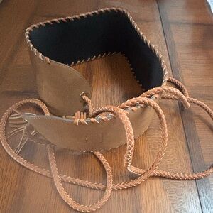 Bcbg Brown Braided Leather suede Belt